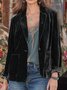 Women Plain Spring/Fall Outerwear Vintage Buckle Long Sleeve Lapel Collar Regular Blazer