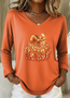 Casual Halloween (pumpkin) V Neck Long Sleeve T-shirt
