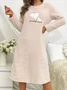 Autumn And Winter Pink Heart Flannel Long-Sleeved Thickened Nightgown Pullover Mid-Length Cute Home Clothes Nightgown
