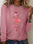 Casual Flamingo Crew Neck Long Sleeve T-shirt
