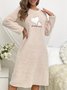 Autumn And Winter Pink Heart Flannel Long-Sleeved Thickened Nightgown Pullover Mid-Length Cute Home Clothes Nightgown
