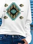 Casual Ethnic Crew Neck Long Sleeve T-shirt