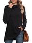 Turtleneck Long Sleeve Plain Regular Micro-Elasticity Regular Fit Blouse For Women