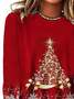 Casual Christmas Crew Neck Long Sleeve T-shirt
