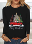 Casual Christmas Crew Neck Long Sleeve T-shirt