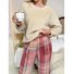 Women Geometric Two-Piece Set Daily Long Sleeve Casual Spring/Fall Top With Pants Matching Set