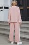 Women Color Block Two-Piece Set Daily Long Sleeve Casual Spring/Fall Top With Pants Matching Set