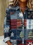 Shirt Collar Regular Sleeve Long Sleeve Christmas Buckle Regular Loose Button Up Shirt Shirt For Women