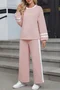 Women Color Block Two-Piece Set Daily Long Sleeve Casual Spring/Fall Top With Pants Matching Set