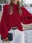 Women Plain Long Sleeve Comfy Street Split Joint Sweater