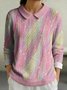 Women Cotton Geometric Long Sleeve Comfy Casual Sweater