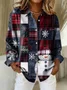 Shirt Collar Regular Sleeve Long Sleeve Christmas Snowman Buckle Regular Loose Button Up Shirt Shirt For Women