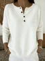 Women Cotton Plain Long Sleeve Comfy Casual Sweater