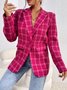 Women Geometric Spring/Fall Outerwear Casual Long Sleeve Shawl Collar Mid-long Blazer