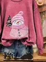 Casual Crew Neck Christmas Snowman Sweatshirt Printing