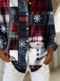 Shirt Collar Regular Sleeve Long Sleeve Christmas Snowman Buckle Regular Loose Button Up Shirt Shirt For Women