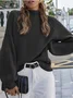 Women Plain Long Sleeve Comfy Street Split Joint Sweater