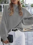 Women Plain Long Sleeve Comfy Street Split Joint Sweater