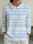 Women Cotton Geometric Long Sleeve Comfy Casual Sweater