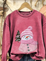Casual Crew Neck Christmas Snowman Sweatshirt Printing