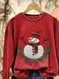 Casual Crew Neck Christmas Snowman Sweatshirt Printing
