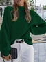 Women Plain Long Sleeve Comfy Street Split Joint Sweater