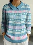 Women Cotton Geometric Long Sleeve Comfy Casual Sweater
