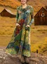 Women Geometric Spring/Fall Dress Cowl Neck Long Sleeve H-Line Dress