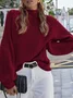 Women Plain Long Sleeve Comfy Street Split Joint Sweater