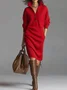 Women Plain Autumn Dress Turtleneck Long Sleeve H-Line Dress