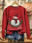 Casual Crew Neck Christmas Snowman Sweatshirt Printing