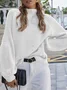 Women Plain Long Sleeve Comfy Street Split Joint Sweater