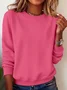 Casual Crew Neck Plain Sweatshirt
