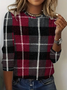 Casual Plaid Crew Neck Long Sleeve T-shirt