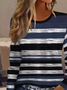 Casual Striped Crew Neck Long Sleeve T-shirt