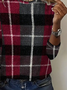 Casual Plaid Crew Neck Long Sleeve T-shirt