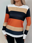 Casual Striped Crew Neck Long Sleeve T-shirt