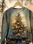 Casual Crew Neck Christmas Sweatshirt Printing