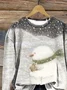Casual Crew Neck Christmas Snowman Sweatshirt Printing