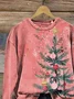 Casual Crew Neck Christmas Sweatshirt Printing