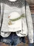 Casual Crew Neck Christmas Snowman Sweatshirt Printing
