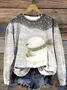 Casual Crew Neck Christmas Snowman Sweatshirt Printing