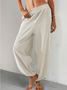 Women Plain Long Elastic Waist Pants Casual Spring/Fall Trousers