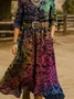 Women Floral Spring/Fall Dress V Neck Long Sleeve H-Line Dress