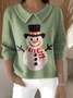 Women Christmas Snowman Long Sleeve Comfy Casual Printing Sweater