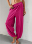 Women Plain Long Elastic Waist Pants Casual Spring/Fall Trousers