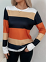 Casual Striped Crew Neck Long Sleeve T-shirt