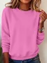 Casual Crew Neck Plain Sweatshirt
