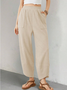 Women Plain Long Elastic Waist Pants Casual Spring/Fall Trousers