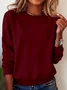 Casual Crew Neck Plain Sweatshirt